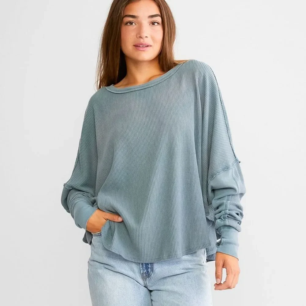 NWT/NWOT Free People Microphone Drop Thermal - Silver Pine